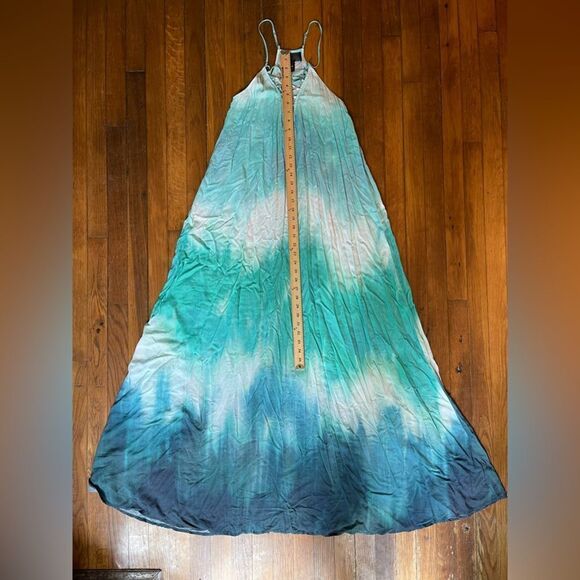 H&M blue and white tie dye MAXI DRESS spaghetti straps size 4 - Picture 4 of 8